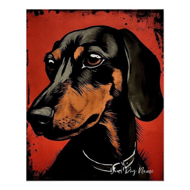 Pôster O Cão de Dachshund, Vermelho e Negro 001 - Ulises  (Frente)