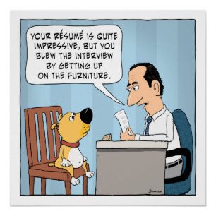 Pôster O cão engraçado funde a entrevista de trabalho