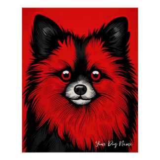 Pôster O Cão Pomerano, Vermelho e Negro 004 - Ulises Dal