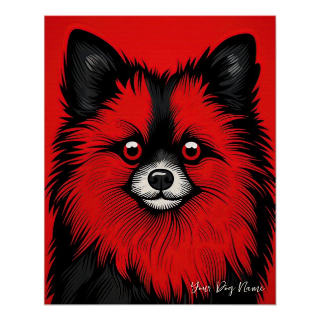 Pôster O Cão Pomerano, Vermelho e Negro 004 - Ulises Dal (Frente)