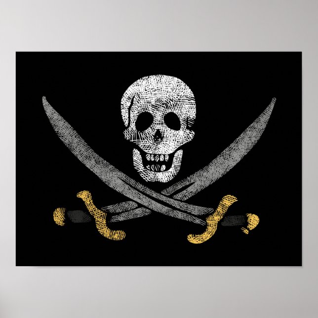 Poster O Capitão Jack Rackham, Jolly Roger Pirate Flag (Frente)