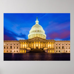 Pôster O Capitólio dos Estados Unidos na hora azul