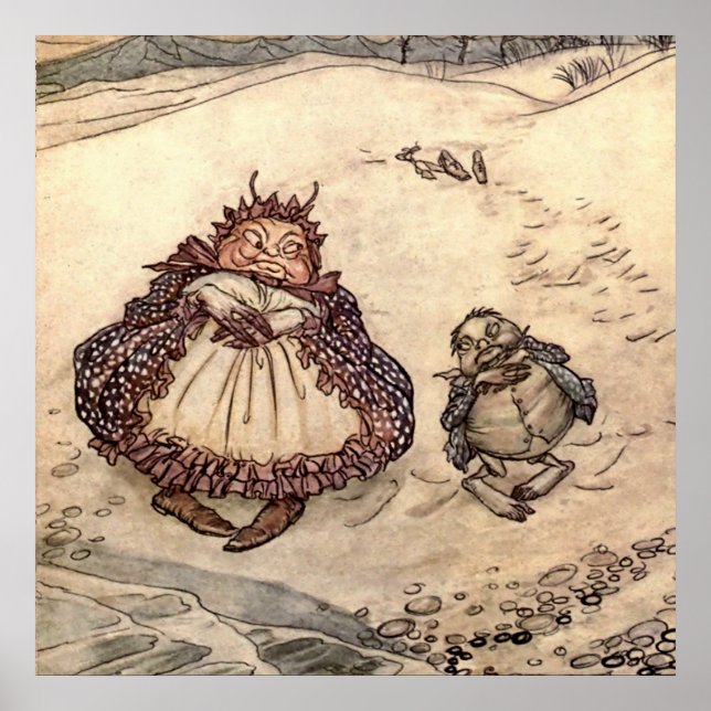 Poster "O Caranguejo e Sua Mãe" por Arthur Rackham (Frente)