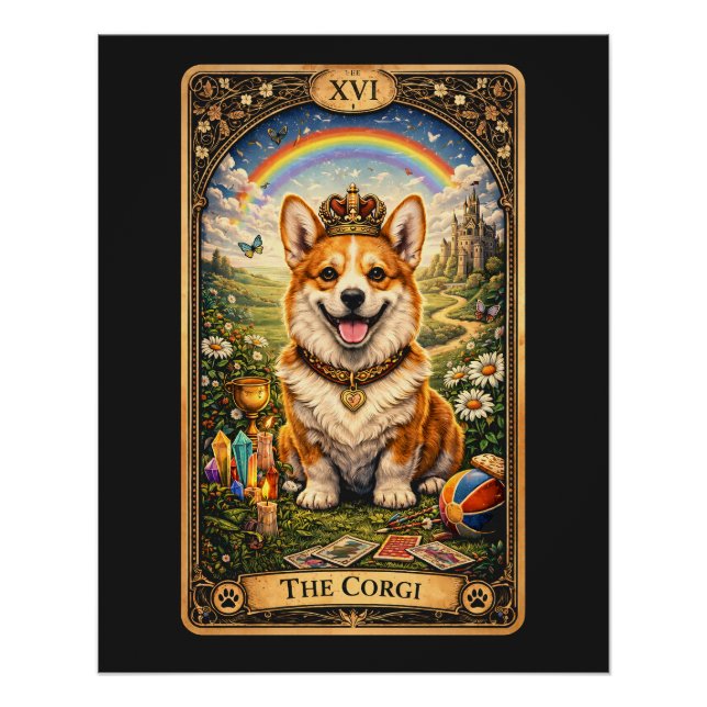 Pôster O Cartão de Tarot do Corgi (Frente)