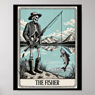 Poster O Cartão de Tarot do Esqueleto do Pescador Para Am