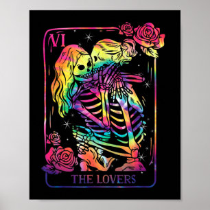 Poster O Cartão de Tarot dos Amantes Goth Tie Dye Beijand