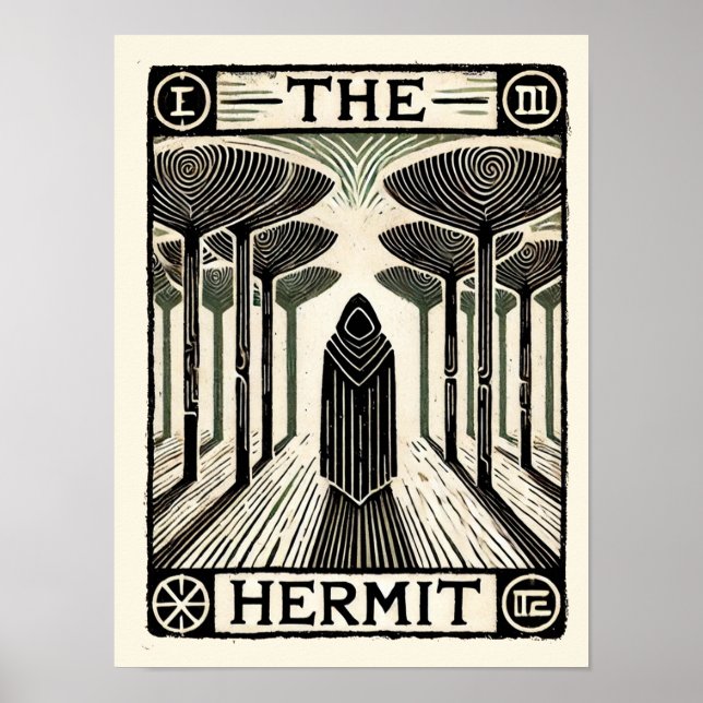 Poster O Cartão Hermit Tarot (Frente)