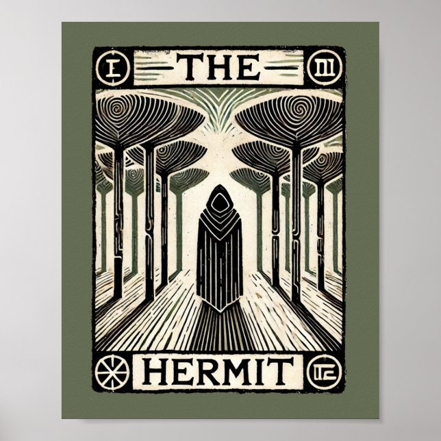 Poster O Cartão Hermit Tarot (Frente)