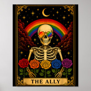 Poster O cartão tarot aliado esqueleto orgulho arco-íris