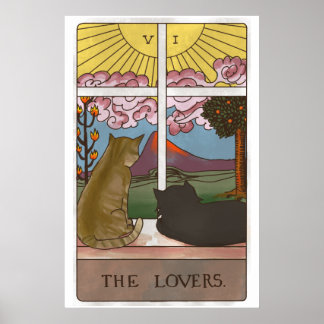 Poster O Cartão Tarot De Gato Dos Amantes