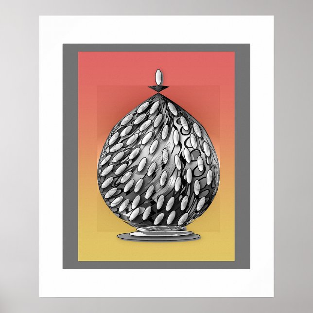 Poster O Cartaz de Arte do Pote de Gengibre Cinza (Frente)