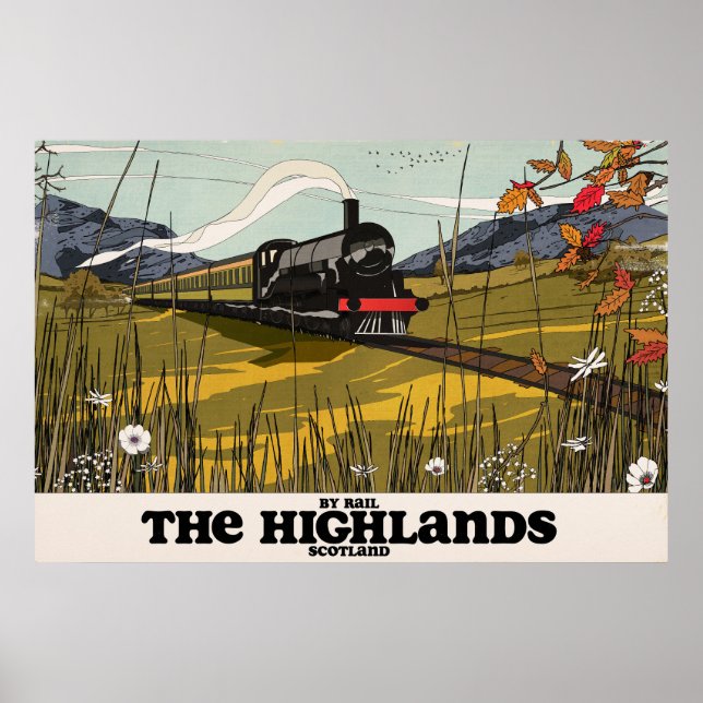 Poster O Cartaz de Viagem dos Highlands da Escócia (Frente)