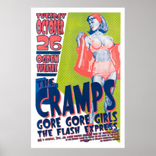 Poster O Cartaz do Concerto de The Cramps Arte de Punk Ro