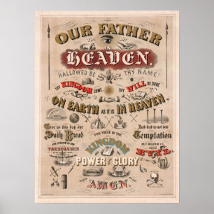 Poster O Cartaz Ilustrado Vintage da Oração do Senhor