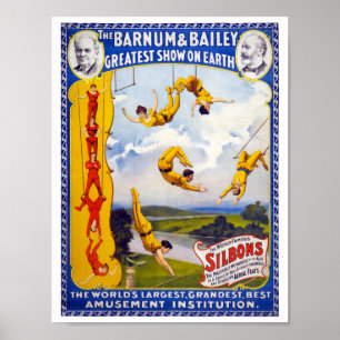 Pôster O Cartaz Vintage Barnum & Bailey de 1896 Restaurad