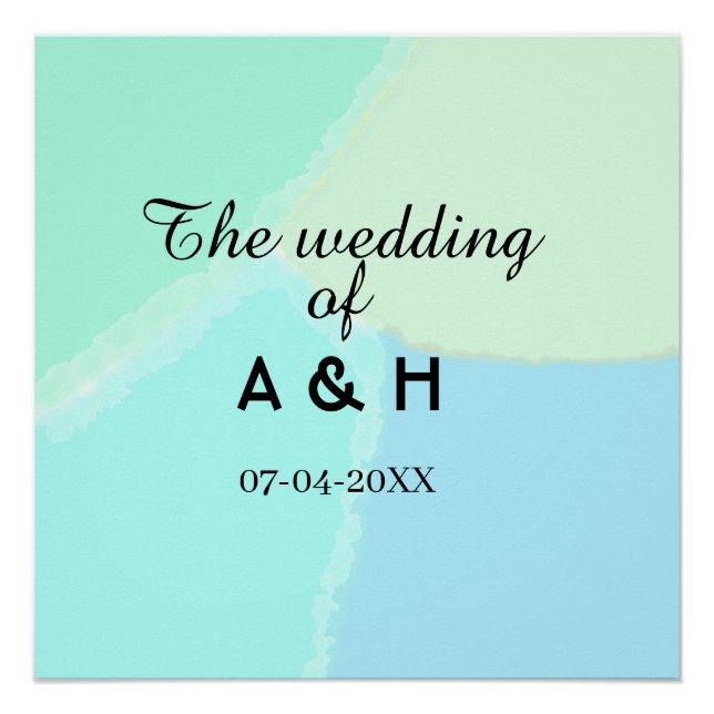 Pôster O casamento do nome do casal letra inicial data (Frente)