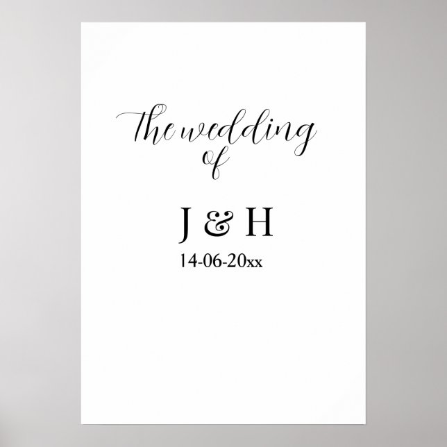 Poster O casamento do nome do casal simples data mínima (Frente)