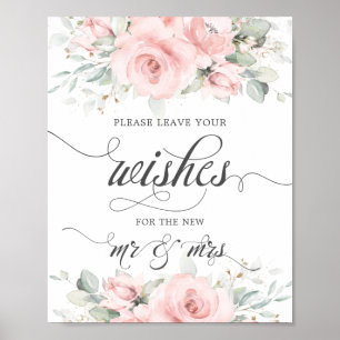 Poster O Casamento Verde Floral Soft Blush Deseja O Sr. S