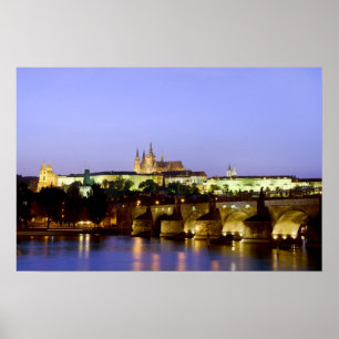Pôster O castelo de Praga e a ponte de Charles no