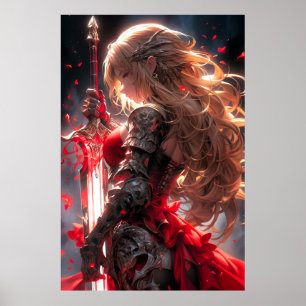 Poster O Cavaleiro Carmesim   Arte de Princesa Guerreira 