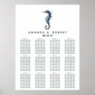 Poster O Cavalo-marinho azul  Quadro náutico para casame