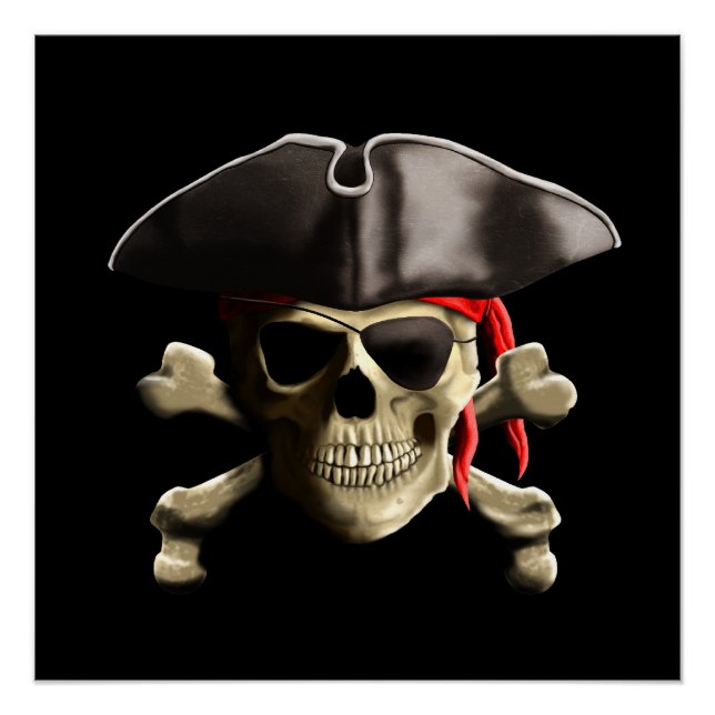 Pôster O Caveira Pirata do Jolly Roger (Frente)