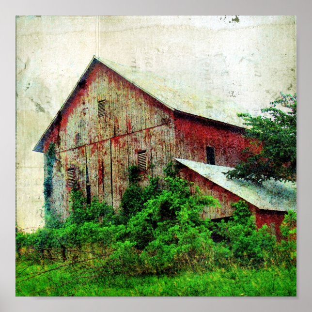 Poster O Celeiro Vermelho Rústico (Frente)