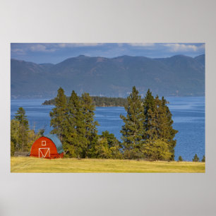 Poster O celeiro vermelho senta-se ao longo do lago
