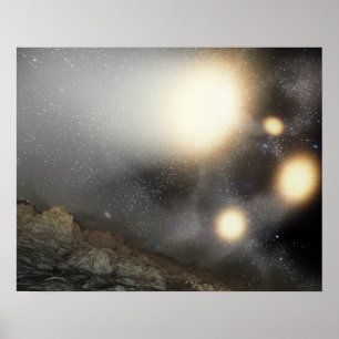 Pôster O céu nocturno como visto de um plano hipotético