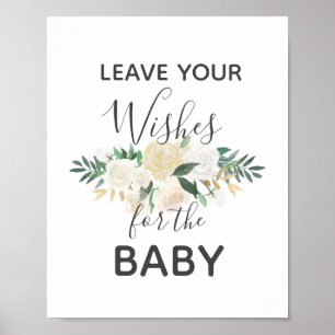 Poster O chá de fraldas floresce desejos para o sinal do