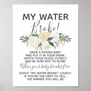 Poster O chá de fraldas floresce minha água quebrou o
