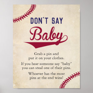 Poster O chá de fraldas temático do basebol não diz o