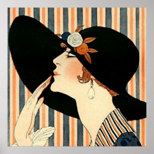 Poster “O Chapéu Preto” Art Déco por George Barbier