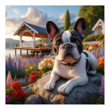 O charmoso Bulldog Francês numa Cena do Campo