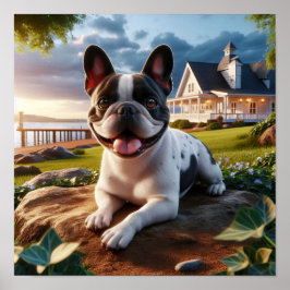 Poster O charmoso Bulldog Francês numa Cena do Campo