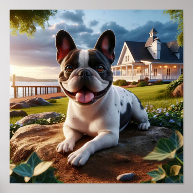 Poster O charmoso Bulldog Francês numa Cena do Campo (Frente)