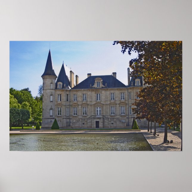 Pôster O Chateau Pichon Longueville Baron e lago (Frente)