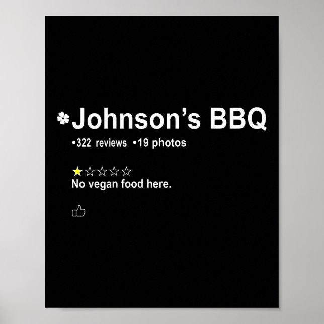 Poster O Churrasco de Johnson sem Comida vegetariana aqui (Frente)