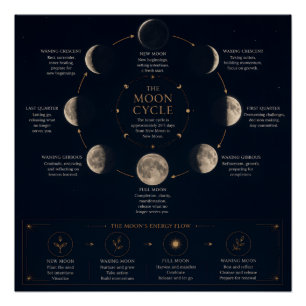 Pôster O Ciclo da Lua & Significado das Fases