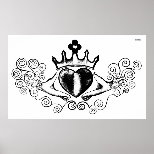 Poster O Claddagh (Preto) (Frente)