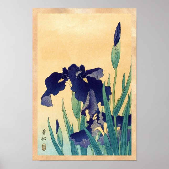 Poster O clássico ukiyo-e violet irises do japão japonês (Frente)