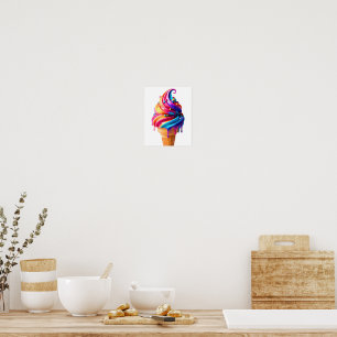 Poster O clássico vibrante cone de sorvete da SlipperyJoe