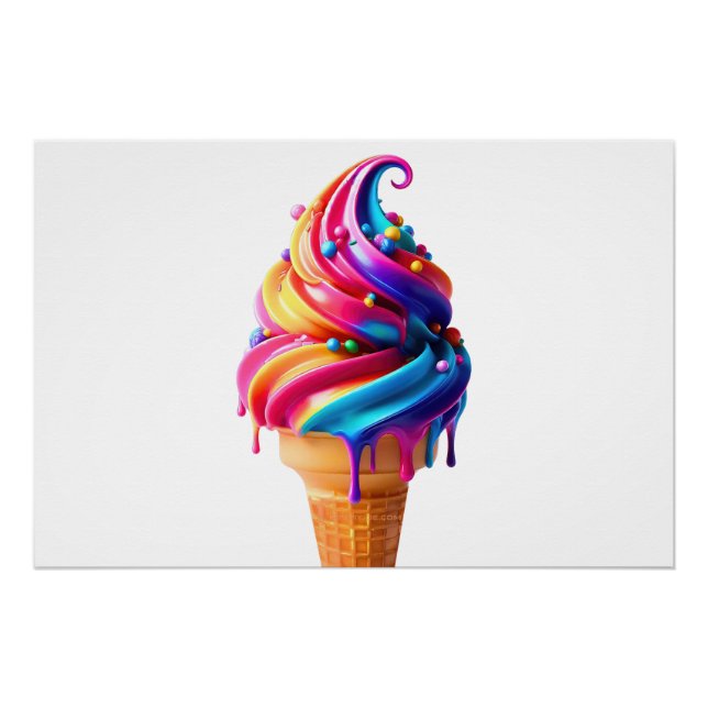 Pôster O clássico vibrante cone de sorvete da SlipperyJoe (Frente)
