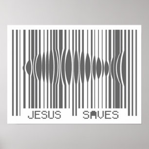 Pôster O código de barras Jesus salvar