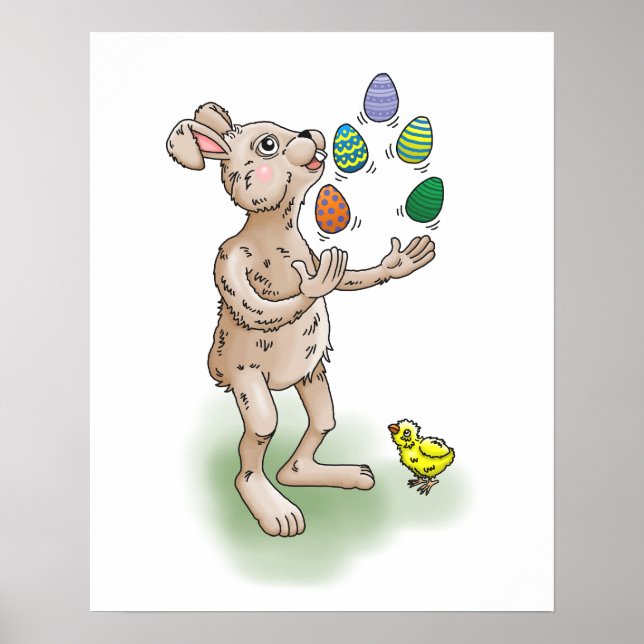 Poster O coelho de Páscoa faz malabarismo com os ovos de  (Frente)
