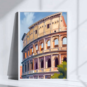 Poster O Coliseu Roma Aquarela Viagem