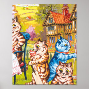Poster O Colorido Gatos Psicodélicos Dançantes Louis Wa