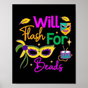 Poster O Colorir Mardi Gras Irá Piscar Para Miçanga