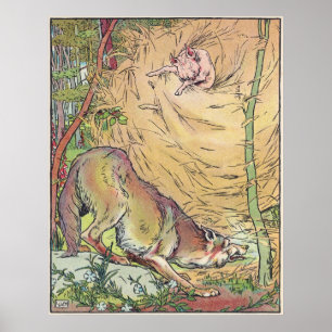 Poster O conto de fadas pequeno 1904 da casa da palha de