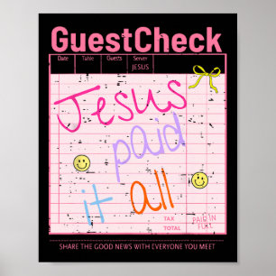 Poster O Convidado Cheque Jesus Pagou Tudo Engraçado Chri